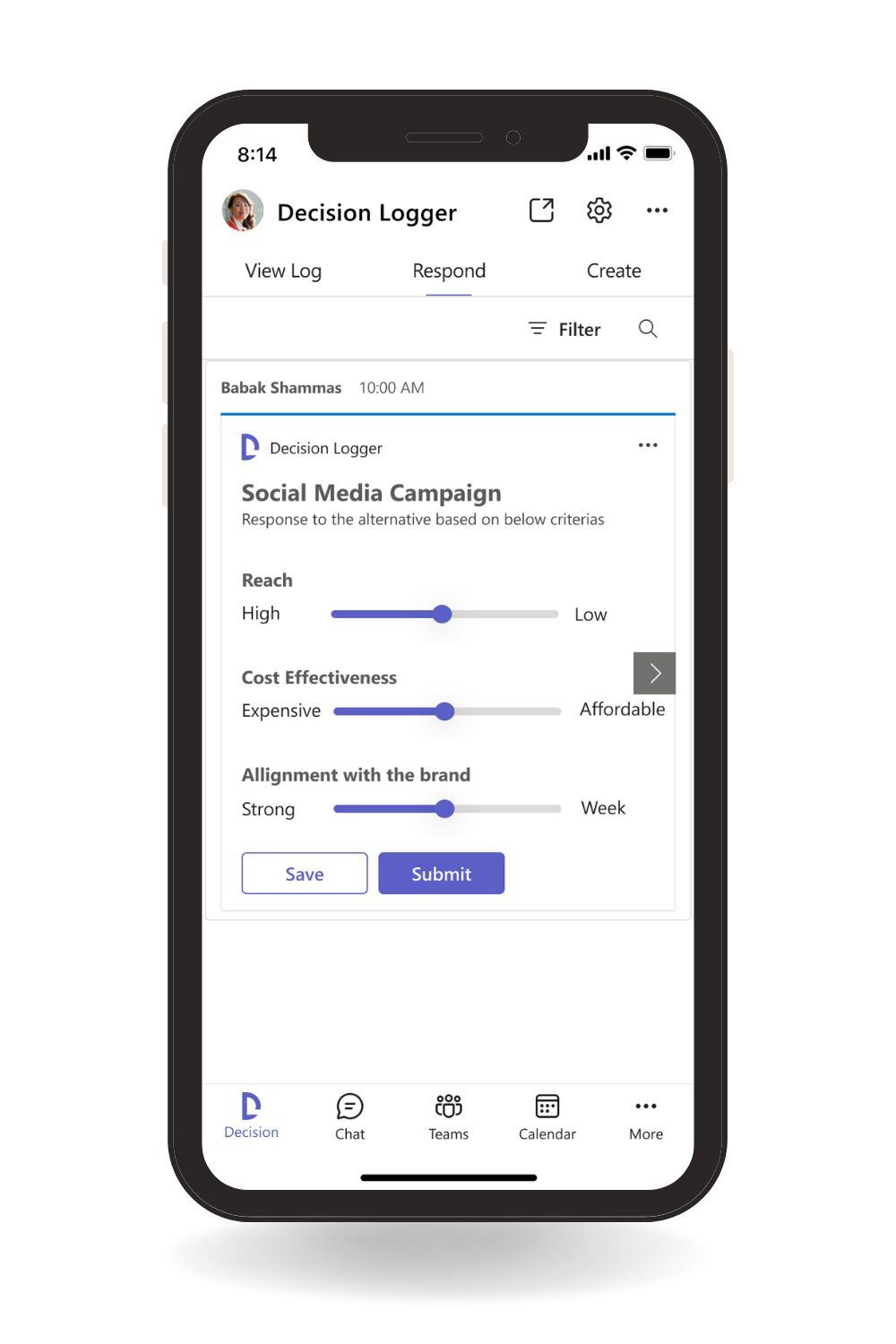 DecisionLogger MS Teams App